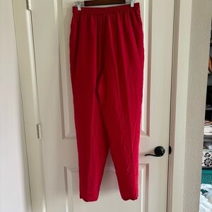 Diane Von Furstenberg vintage red silk pants, size L EUC